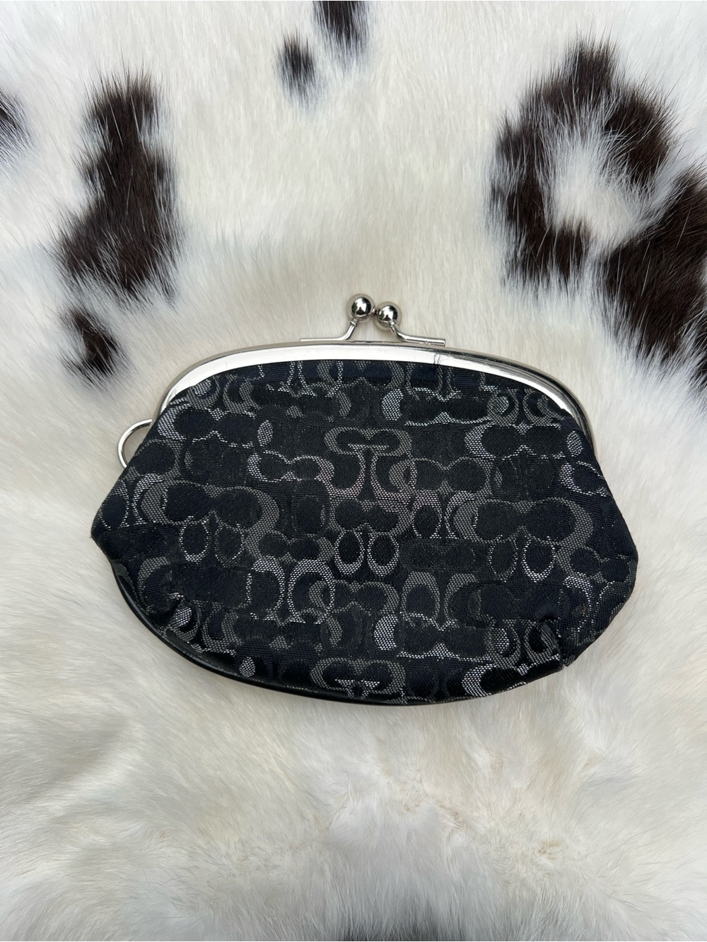 Vintage Coach Black Signature Frame Clasp Coin Purse